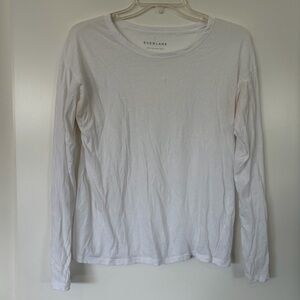 Everlane White Long-Sleeve Crewneck Tee Size Small